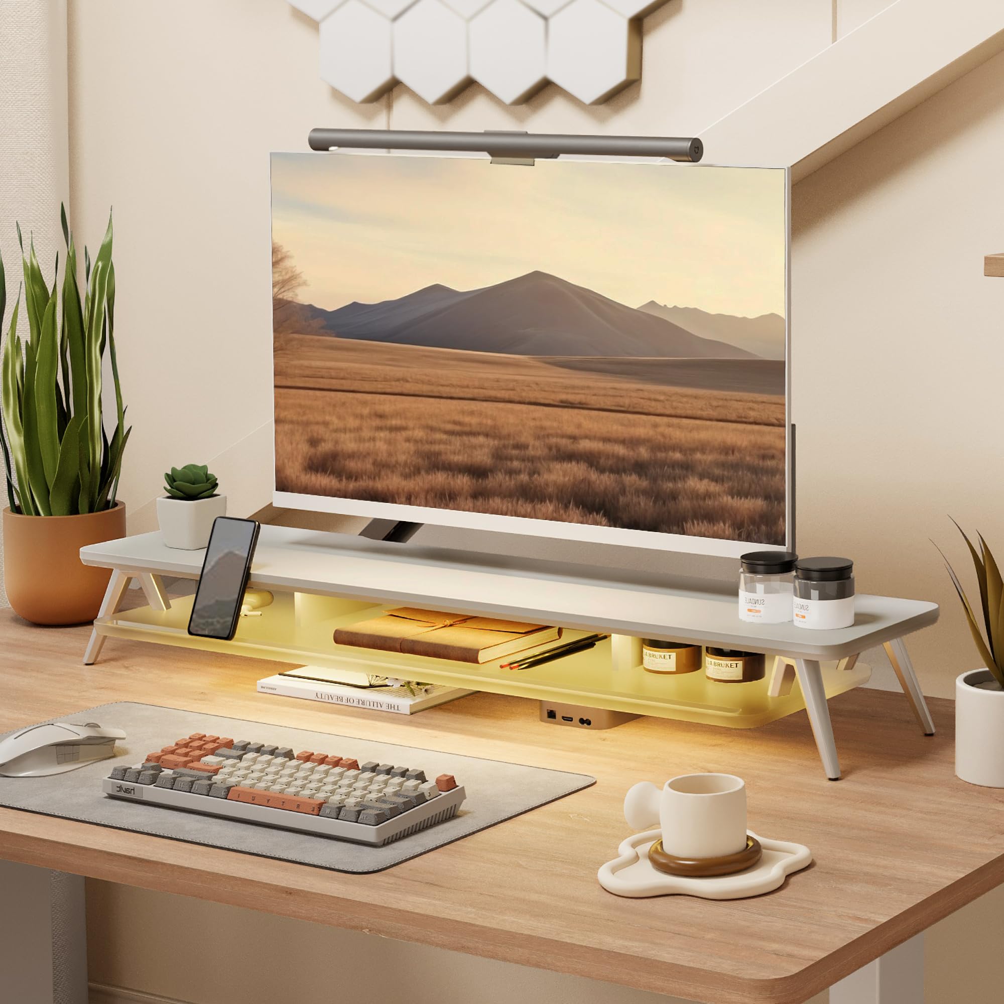 Amazon.co.jp: Fenge モニター台 卓上 パソコン台 デスクシェルフ pc台